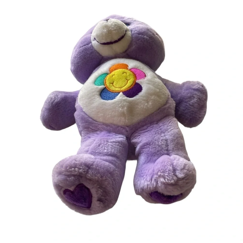 Care Bear Purple Harmony Bear flower Talking Works 13” Plush Stuffed Animal 2003